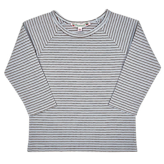 T-shirt bébé garçon bleu/marron à manches raglan, taille 12 mois, marque Bonpoint - seconde main haut de gamme