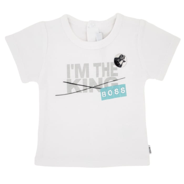 T-shirt Boss bébé blanc seconde main 1 mois à message