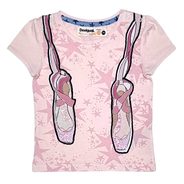 T-shirt bébé fille 12 mois Desigual seconde main rose illustration danse
