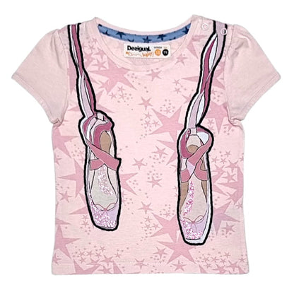 T-shirt bébé fille 12 mois Desigual seconde main rose illustration danse