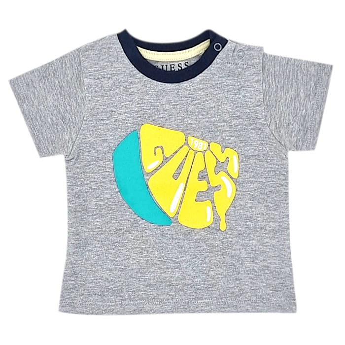 T-shirt Guess bébé garçon seconde main 3-6 mois gris chiné signature