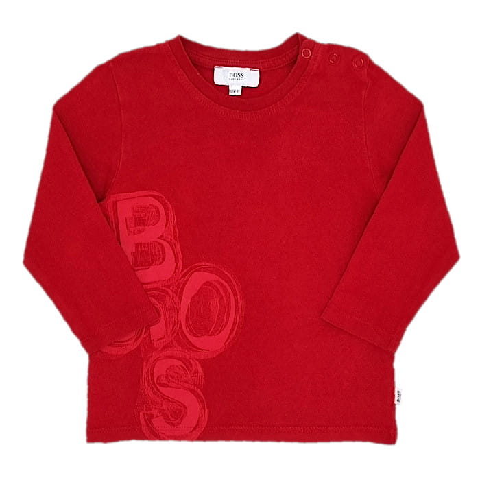 T-shirt bébé garçon rouge signature, taille 18 mois, marque Hugo Boss - seconde main haut de gamme