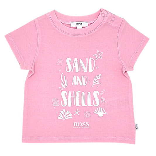 T-shirt bébé fille rose en coton, taille 1 mois, marque Hugo Boss - seconde main haut de gamme