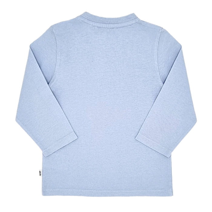 Tee-shirt bleu manches longues, Hugo Boss, garçon 18 mois, vue de dos, vêtement bébé marque chic, seconde main