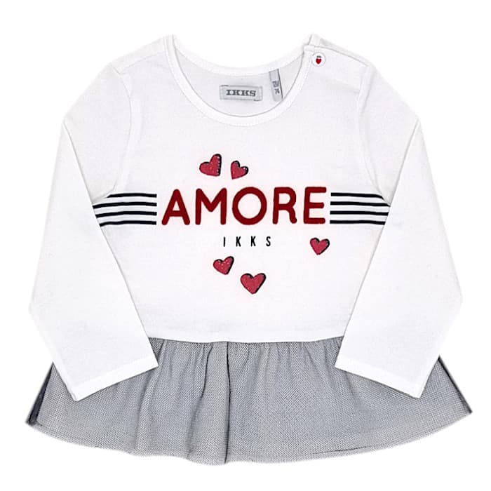 T-shirt IKKS bébé fille 12 mois seconde main écru à message