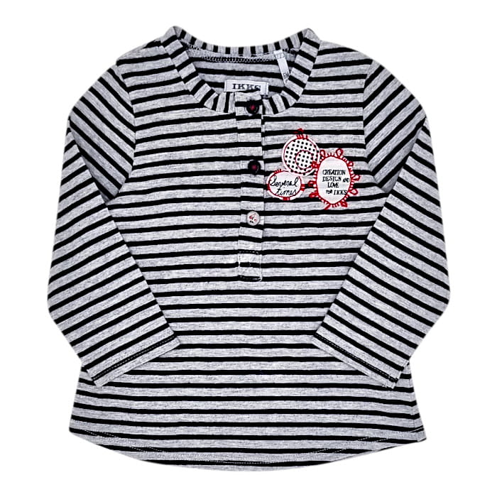 T-shirt bébé garçon 6 mois IKKS seconde main gris rayé à manches longues