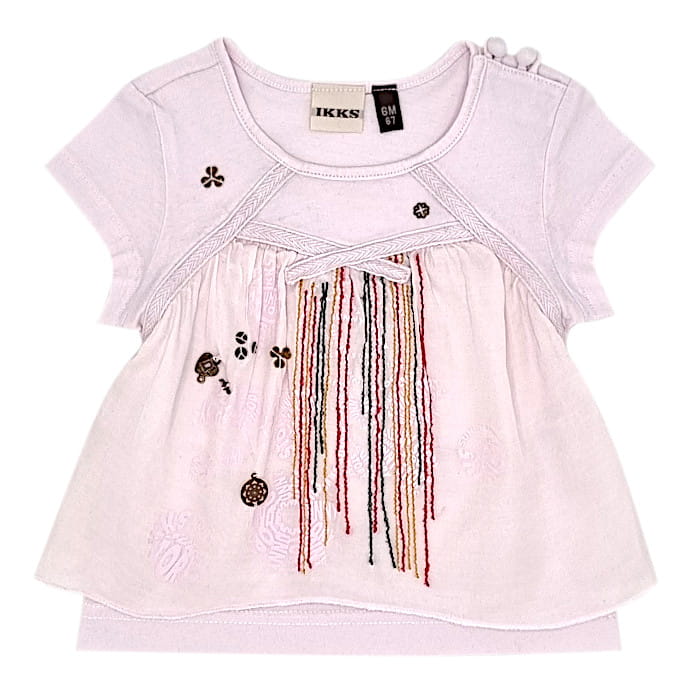 T-shirt IKKS bébé fille 6 mois d'occasion rose à manches courtes