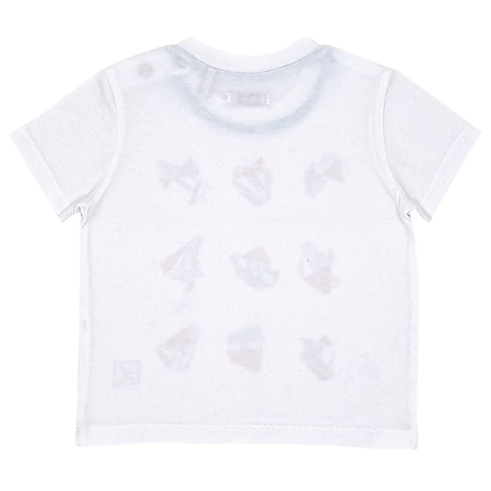 T-shirt blanc manches courtes motif baskets, Ikks, garçon 6 mois, vue de dos, vêtement bébé occasion en excellent état