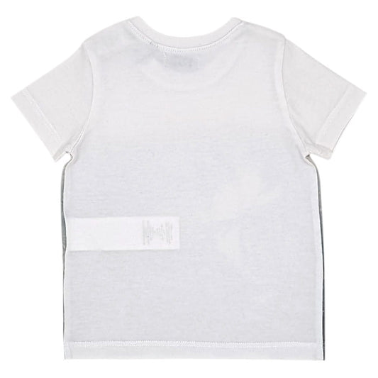 T-shirt blanc à message, marque IKKS, 6 mois, vue de dos, vêtement bébé garçon de marque chic, seconde main