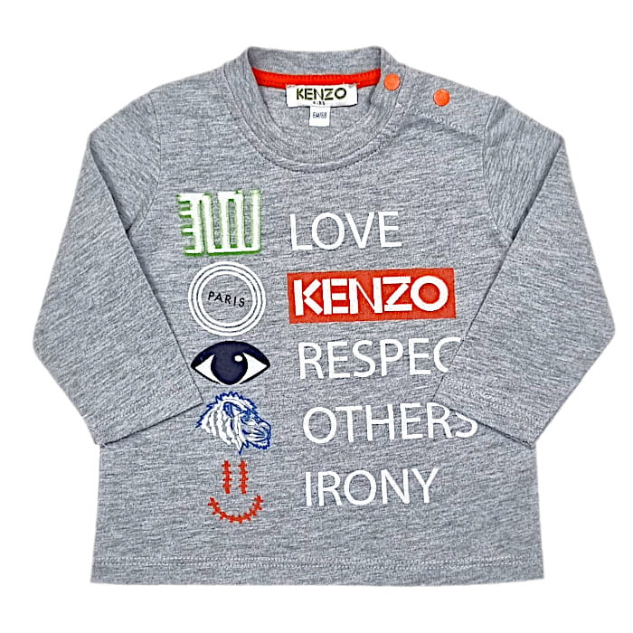 T-shirt manches longues bébé garçon gris, taille 6 mois, marque Kenzo - seconde main luxe