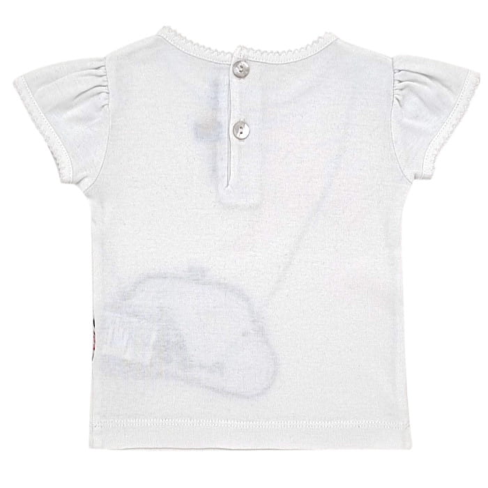 Tee-shirt blanc trompe l'oeil, Lili Gaufrette, fille 12 mois, vue de dos, vêtement bébé fille tendance, mode éthique