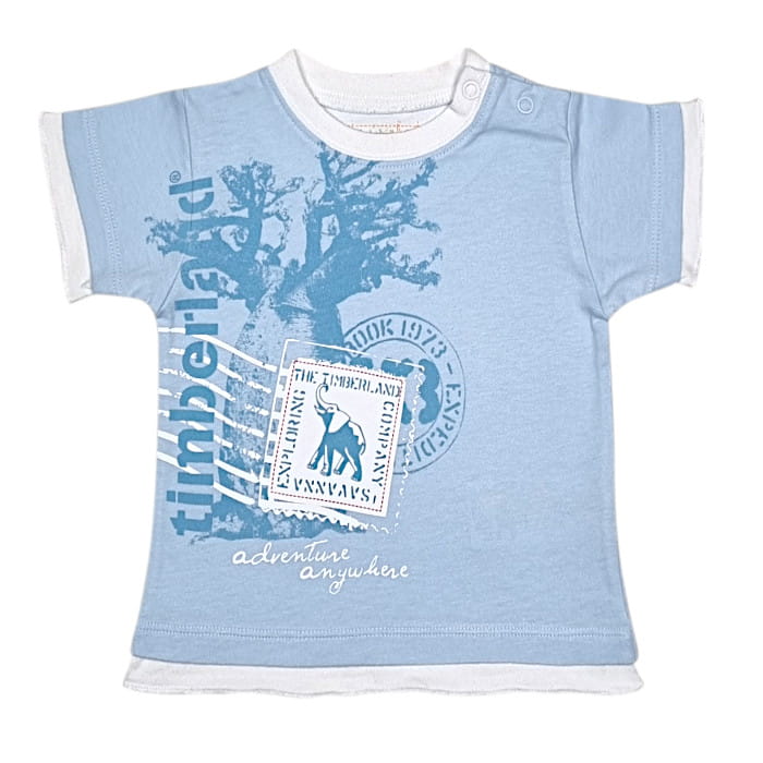 T-shirt bébé garçon bleu imprimé, taille 3 mois, marque Timberland - seconde main premium