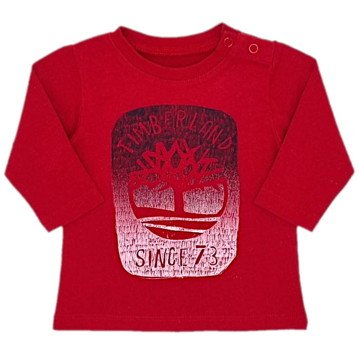 T-shirt bébé garçon rouge imprimé logo, taille 3 mois, marque Timberland - seconde main premium