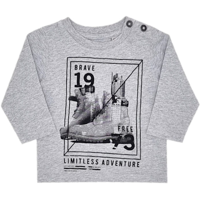 T-shirt Timberland bébé garçon d'occasion 6 mois gris illustration boots