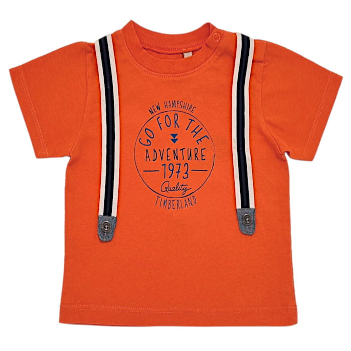T-shirt Timberland garçon 6 mois orange à message - Vêtement d'occasion de marque pour bébé