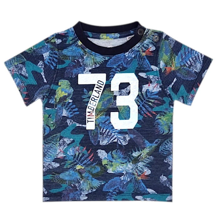 T-shirt bébé garçon bleu imprimé 73, taille 9 mois, marque Timberland - seconde main premium
