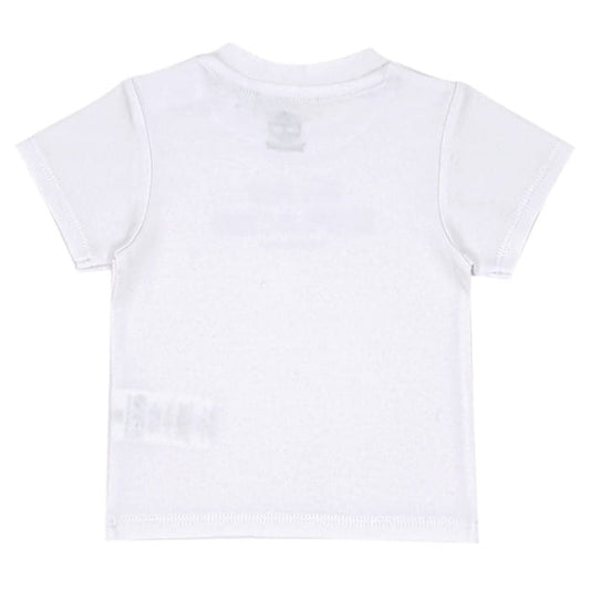 Tee-shirt blanc manches courtes, garçon 3 mois, vue de dos, vêtement bébé Timberland de seconde main, en état excellent à petit prix