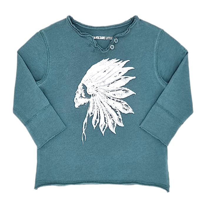 T-shirt Zadig et Voltaire bébé garçon 12 mois d'occasion vert illustration indien
