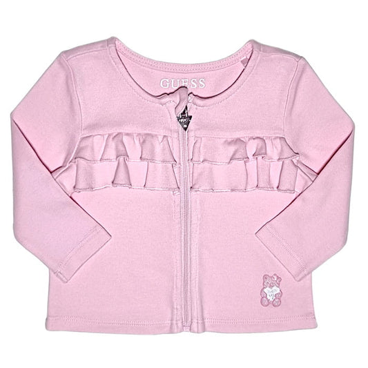 Veste zippée bébé fille rose, taille 3-6 mois, marque Guess - seconde main premium
