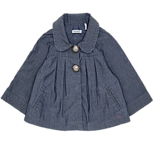 Veste paletot bébé fille grise, taille 12 mois, marque IKKS - seconde main premium