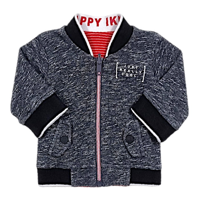 Veste réversible IKKS bébé d'occasion gris chiné - Vêtement de marque pour garçon 3 mois