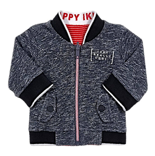 Veste bébé garçon gris/rouge réversible, taille 3 mois, marque IKKS - seconde main premium