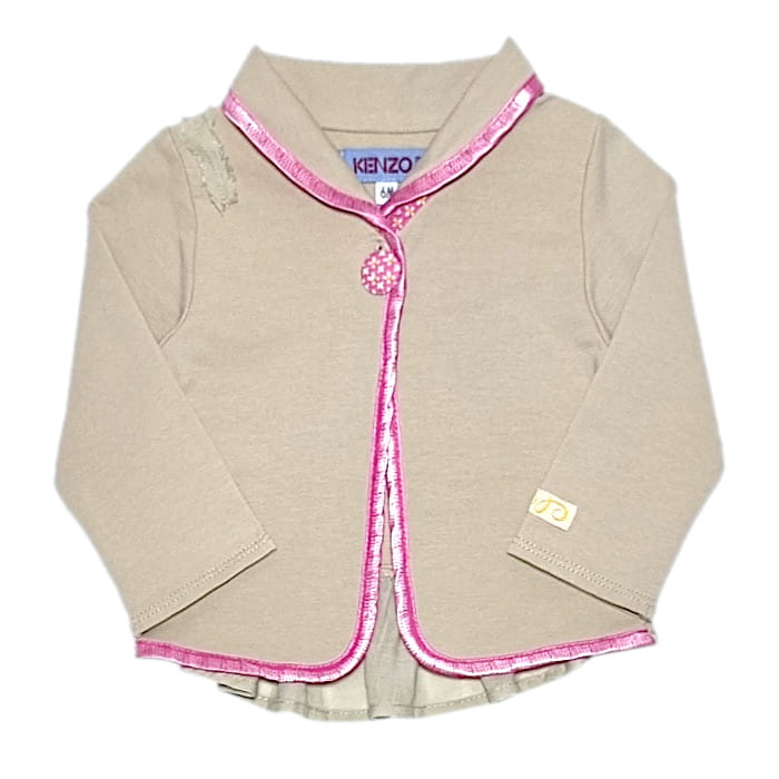 Veste bébé fille 6 mois Kenzo seconde main marron broderie dos - Vêtement luxe d'occasion