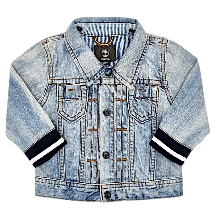 Blouson en jean bébé garçon en jean bleu délavé, taille 9 mois, marque Timberland - seconde main premium