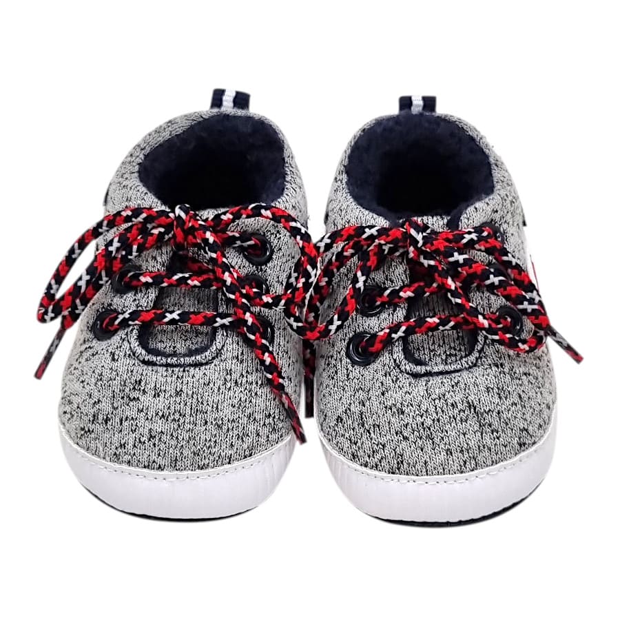 Baskets bébé garçon gris/bleu marine à lacets, taille 3 mois, marque IKKS - seconde main premium