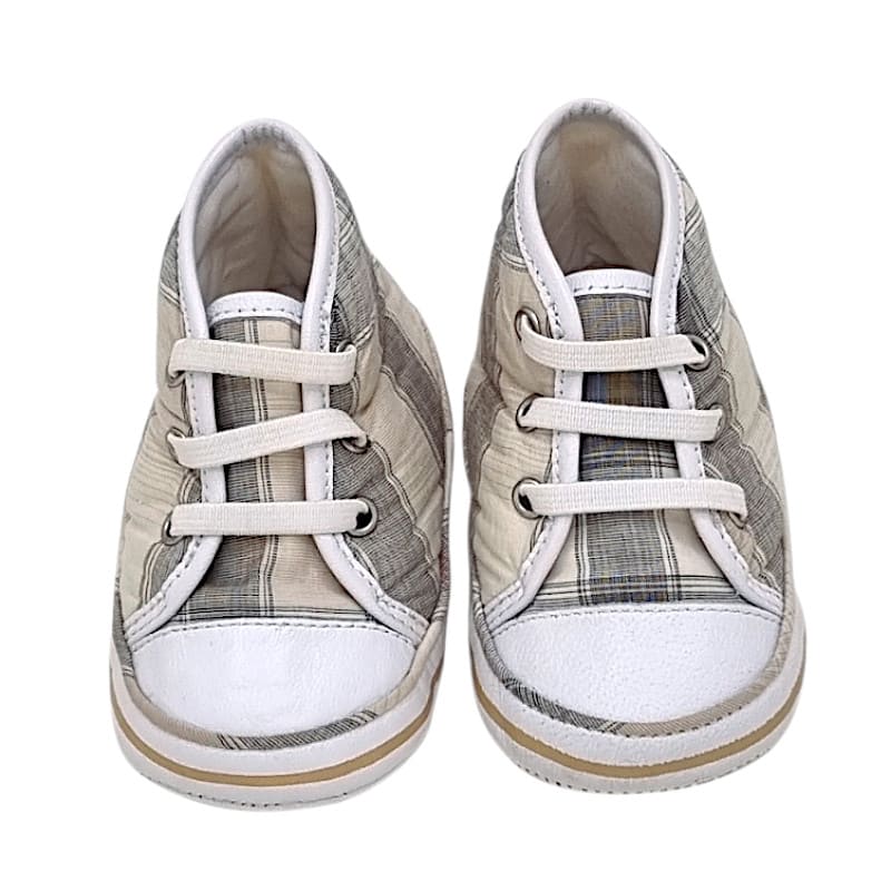 Baskets bébé garçon beige à carreaux, taille 3-6 mois, marque Burberry - seconde main luxe