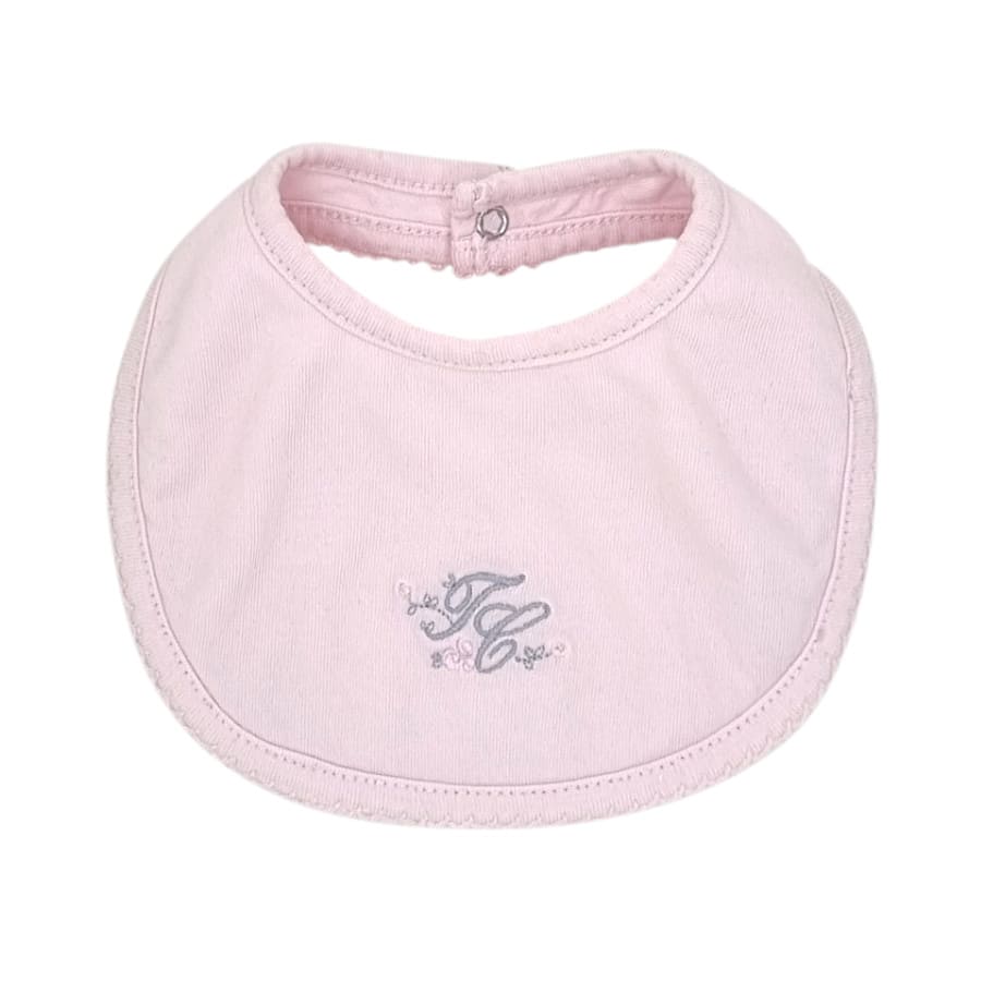 Bavoir bébé fille naissance Tartine et Chocolat d'occasion rose initiales brodées