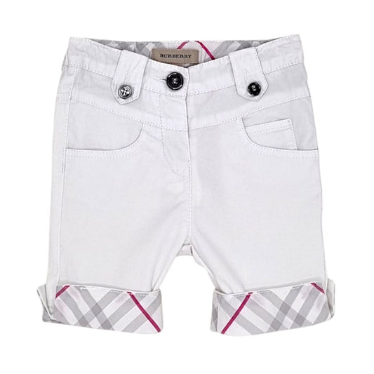 Bermuda à revers bébé fille blanc, taille 6 mois, marque Burberry - seconde main luxe