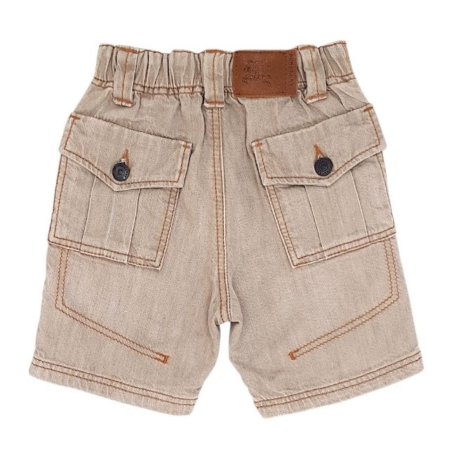 Bermuda beige bébé garçon BURBERRY 6 mois écusson cuir marron