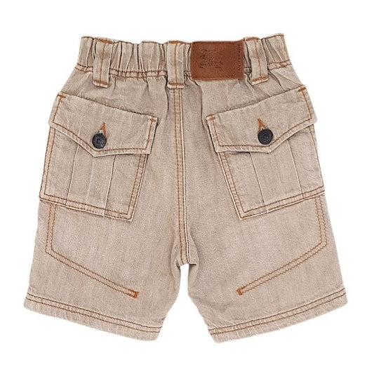 Bermuda beige bébé garçon BURBERRY 6 mois écusson cuir marron