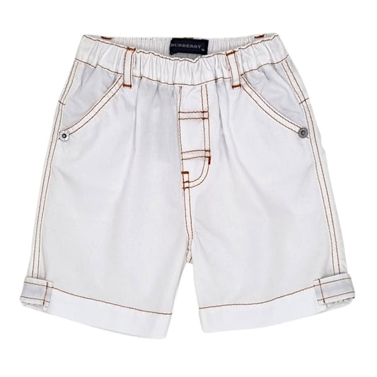 Bermuda bébé garçon blanc en coton, taille 6 mois, marque Burberry - seconde main luxe