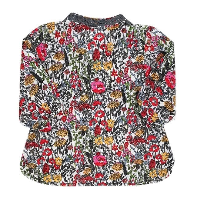 Blouse bébé fille vert kaki motif floral, taille 12 mois, marque Bleu comme gris - seconde main haut de gamme