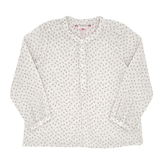 Blouse bébé fille écrue imprimé à col mao, taille 18 mois, marque Bonpoint - seconde main haut de gamme