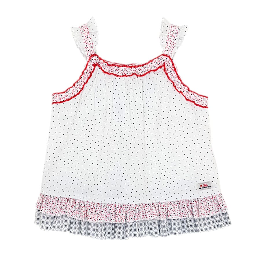 Blouse bébé fille blanche à bretelles fines, taille 18 mois, marque IKKS - seconde main premium