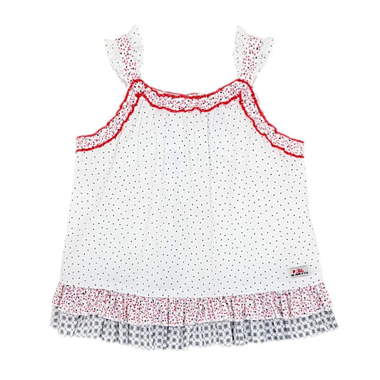 Blouse bébé fille blanche à bretelles fines, taille 18 mois, marque IKKS - seconde main premium