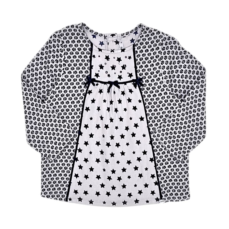 Blouse bébé fille bleu marine motif étoiles, taille 18 mois, marque IKKS - seconde main premium