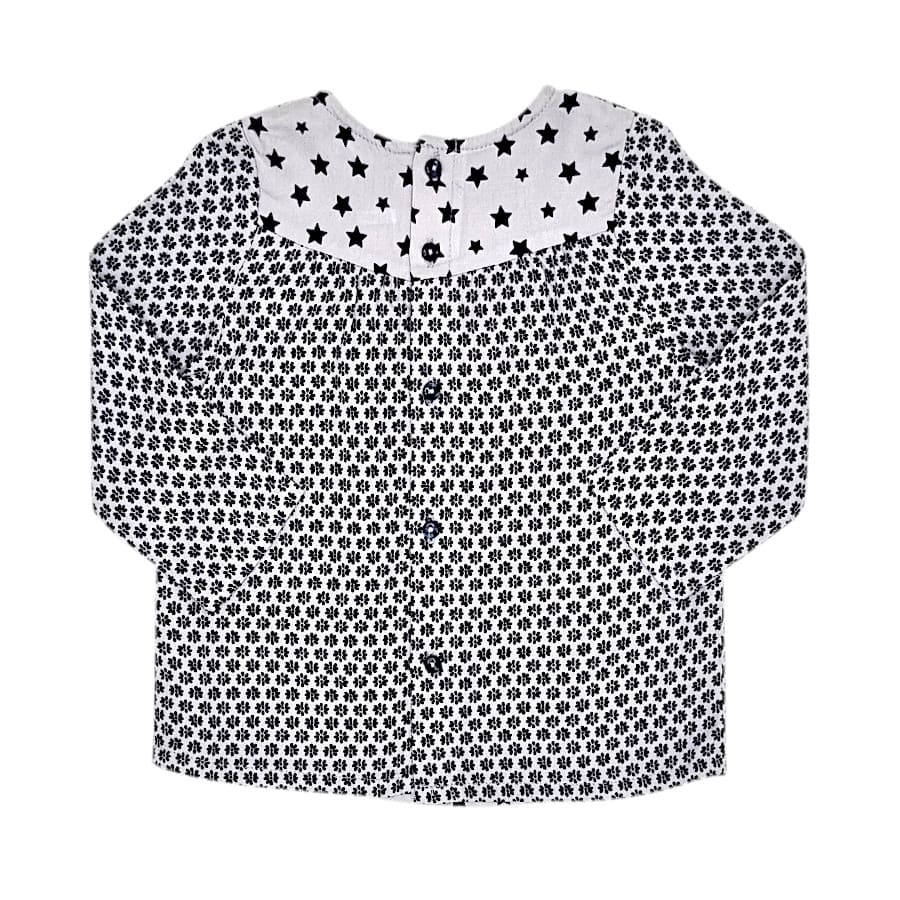 Blouse bébé fille bleu marine motif étoiles, taille 18 mois, marque IKKS - seconde main premium