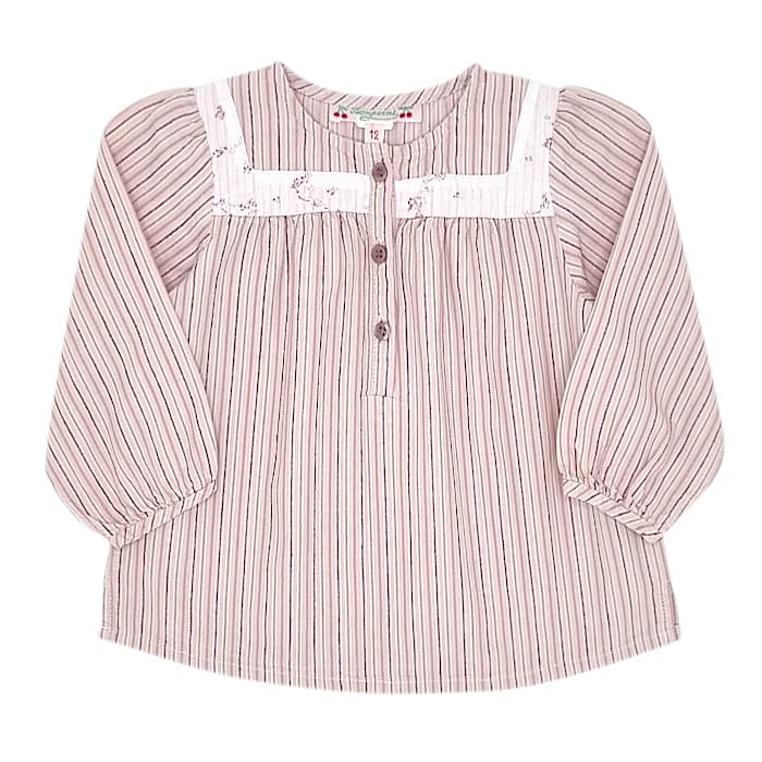 Blouse bébé fille rose rayée, taille 12 mois, marque Bonpoint - seconde main haut de gamme