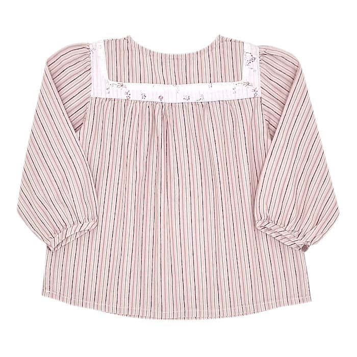 Blouse bébé fille rose rayée, taille 12 mois, marque Bonpoint - seconde main haut de gamme