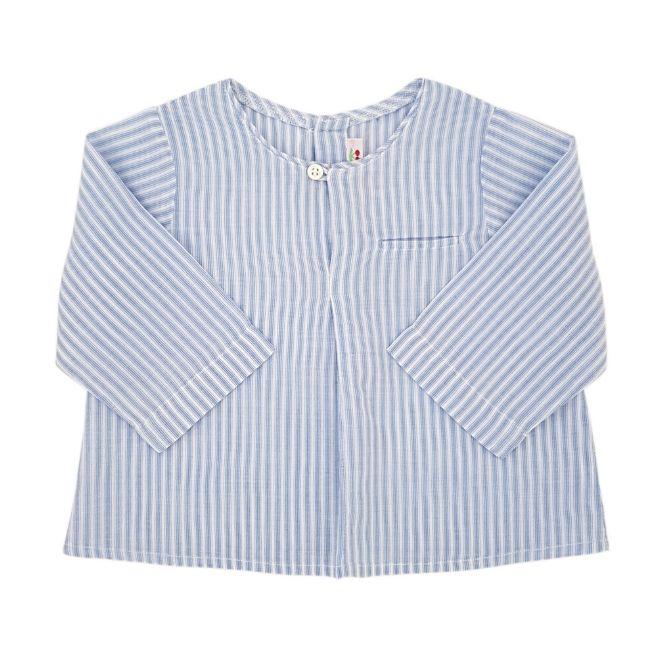 Blouse rayée bébé garçon bleu/blanc, taille 6 mois, marque Bonpoint - seconde main haut de gamme