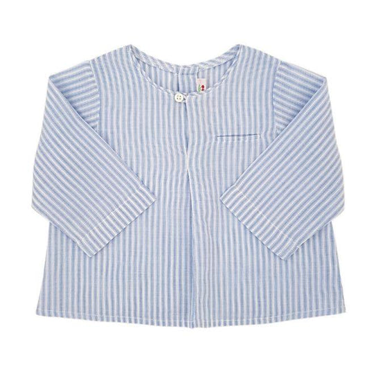 Blouse rayée bébé garçon bleu/blanc, taille 6 mois, marque Bonpoint - seconde main haut de gamme