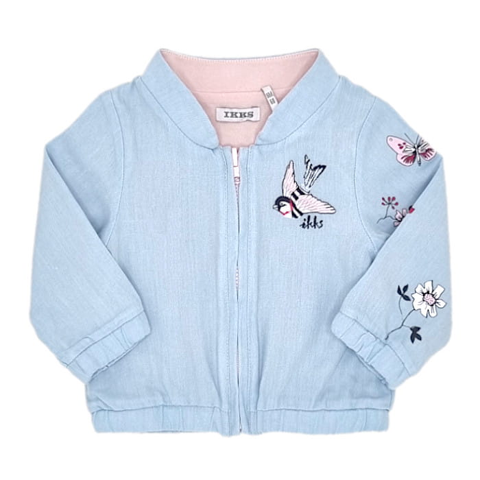 Blouson bébé fille réversible bleu/rose, taille 6 mois, marque IKKS - seconde main premium