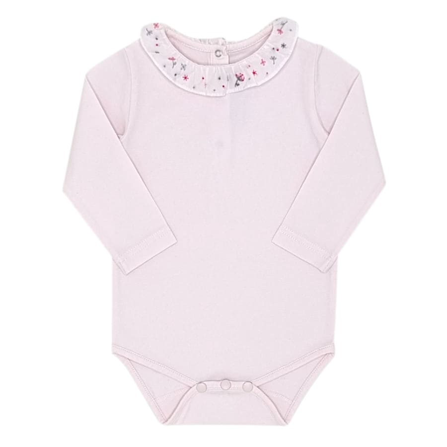 Body bébé fille rose à collerette brodée, taille 12 mois, marque Tartine et Chocolat - seconde main haut de gamme