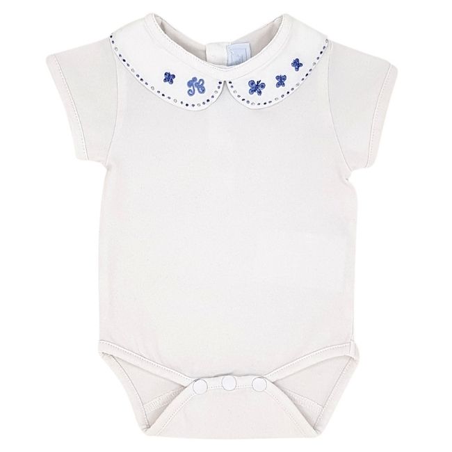 Body bébé garçon blanc lait à col, taille 1 mois, marque Tartine et Chocolat - seconde main haut de gamme