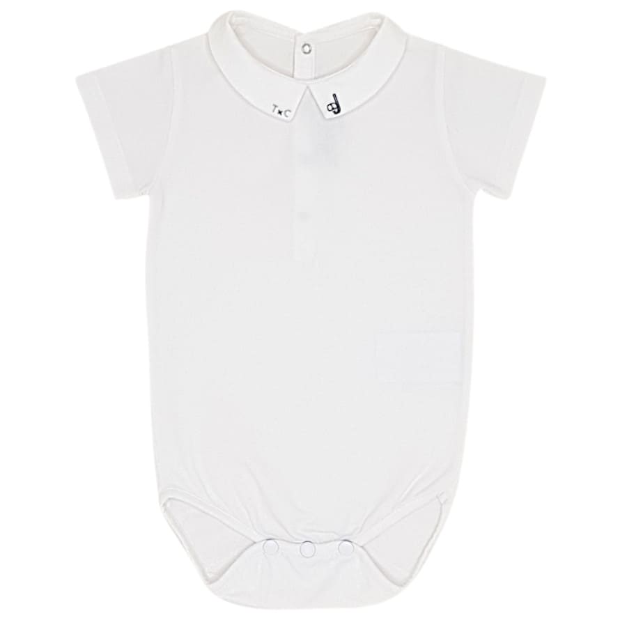 Body bébé garçon blanc à col pointu, taille 18 mois, marque Tartine et Chocolat - seconde main haut de gamme
