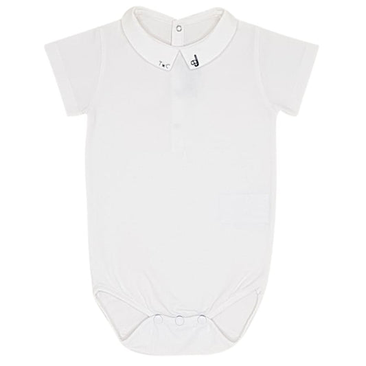 Body bébé garçon blanc à col pointu, taille 18 mois, marque Tartine et Chocolat - seconde main haut de gamme